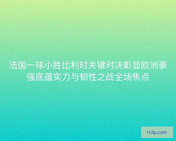 法国一球小胜比利时关键对决彰显欧洲豪强底蕴实力与韧性之战全场焦点