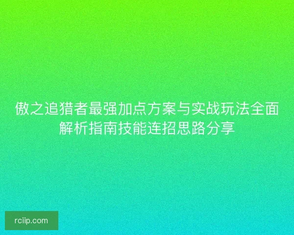 傲之追猎者最强加点方案与实战玩法全面解析指南技能连招思路分享